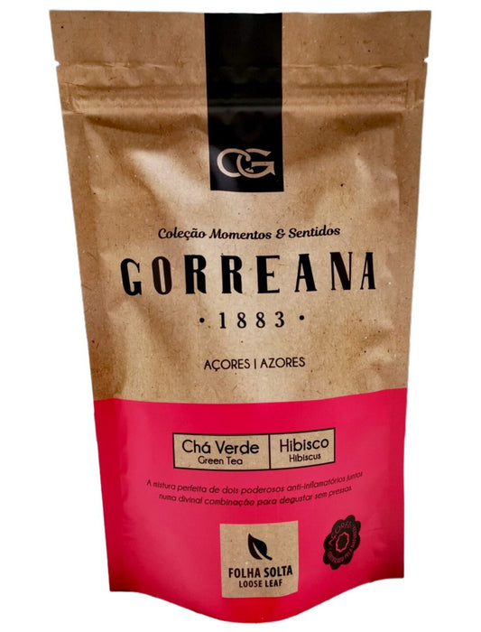 80g Gorreana Green Tea with Hibiscus – Loose Leaf from the Azores – Antioxidant