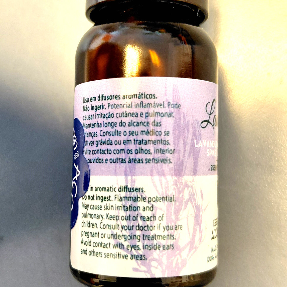 Lavender Allardi Essential Oil – 10ml/100ml Lavandula x Allardii | Essentia Azorica – Azores warning label