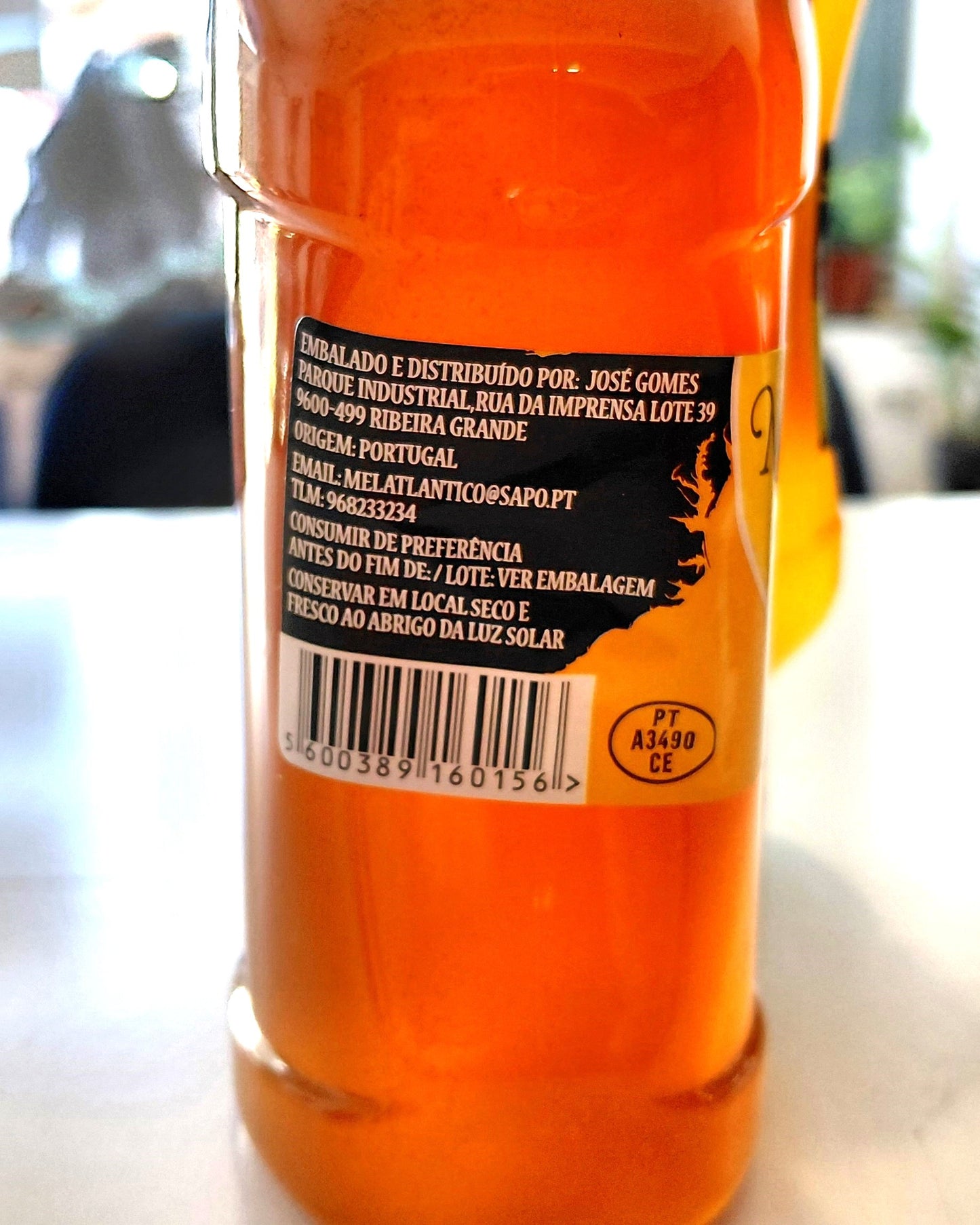 Mel do Atlantico Multifloral Honey 500g squeeze bottle side barcode