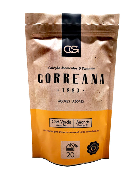 20 teabags Gorreana Green Tea with Azorean Pineapple – Loose Leaf – Fruity & Refreshing package