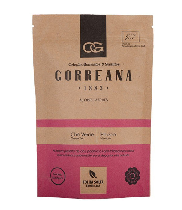 80g Gorreana Green Tea with Hibiscus – Loose Leaf from the Azores – Antioxidant package