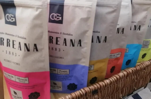 Gorreana flavored teas packages row