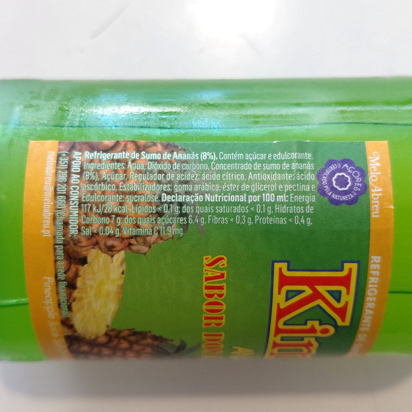 Kima Pineapple Soda 25 cl  – Iconic Azorean Refreshing Soft Drink nutritional table