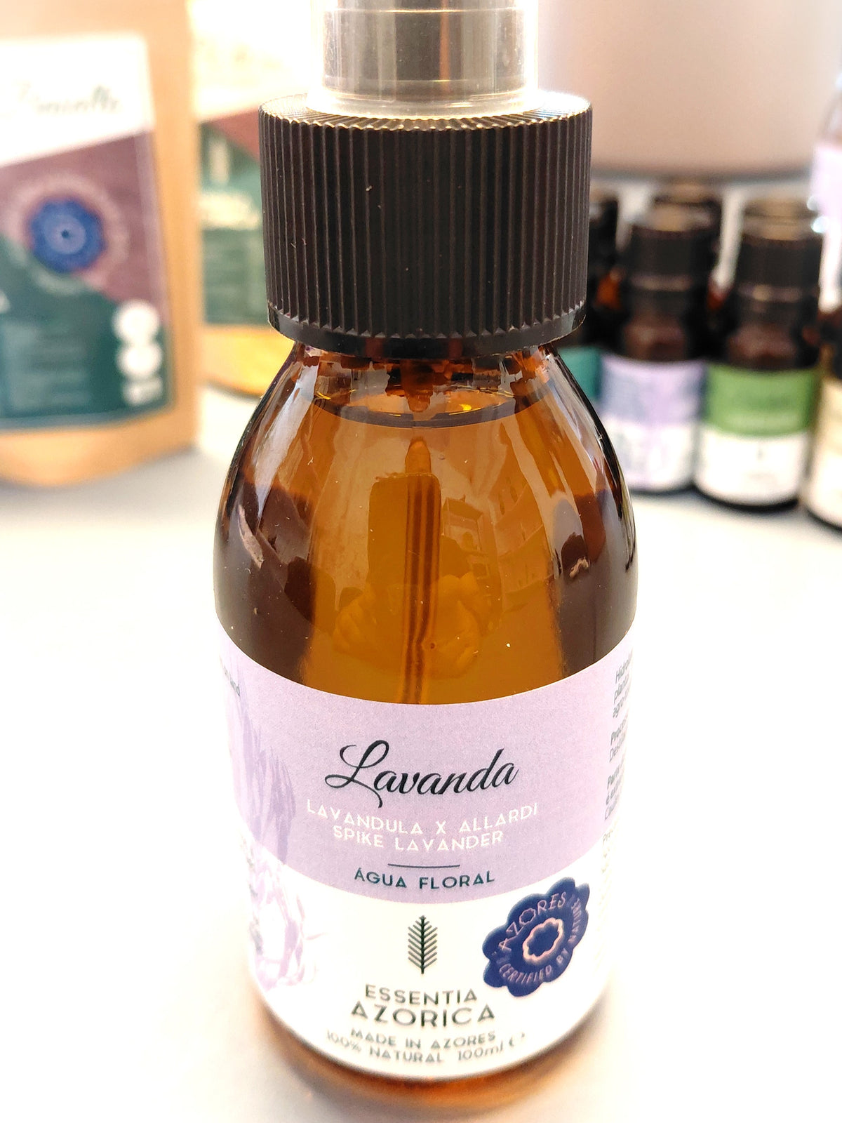 Lavender Allardi Floral Water (Hydrolat) – 100ml Lavandula x allardii | Essentia Azorica – Azores Glass Bootle spary